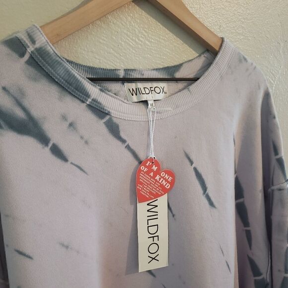 Wildfox Couture Olivia Cropped Oversized  Tie Dye Sweatshirt in Muse Size Medium - Picture 6 of 7